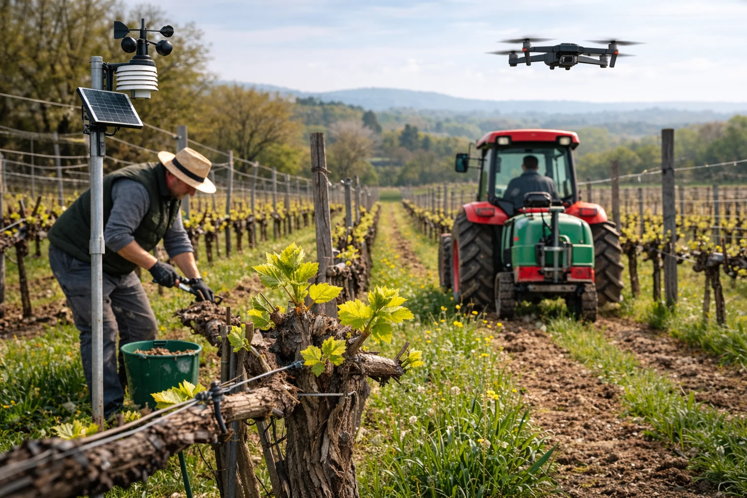 Vineyard with Drone and Weather Station — Seasonal Operations and Modern Monitoring