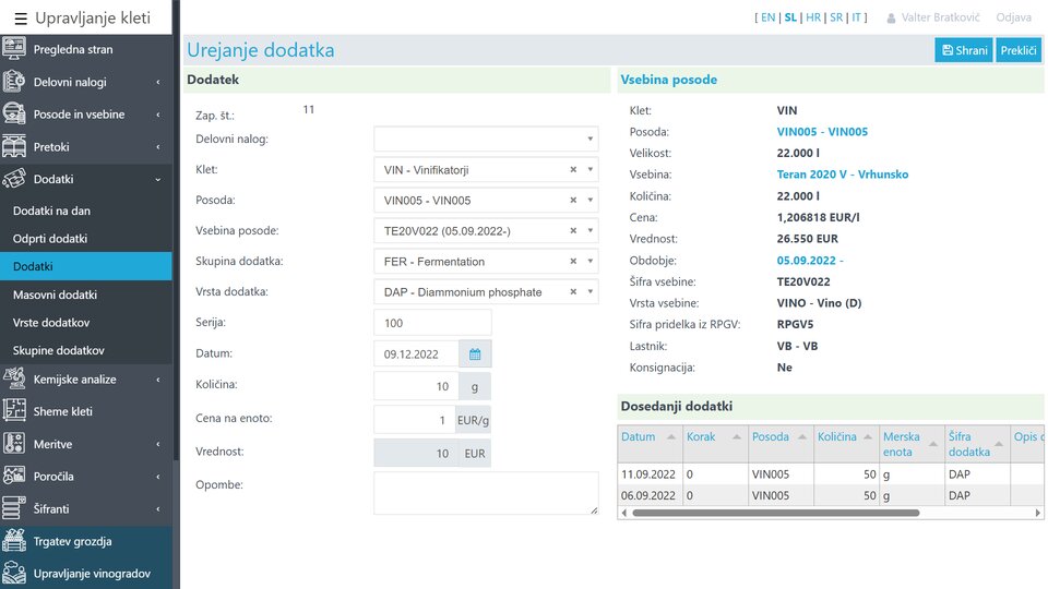 Nov dodatek enološkega sredstva