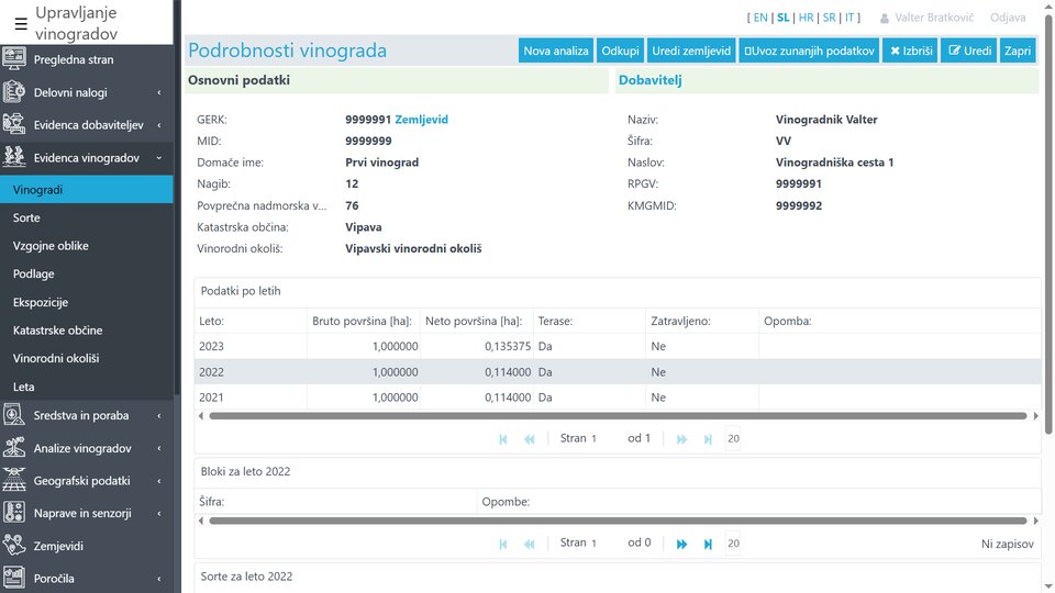 Podrobnosti vinograda