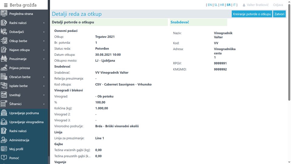 Detalji potvrde o otkupu